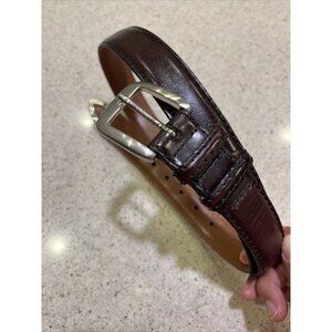 Johnston & Murphy Brown Leather Belt Mens 34 European Tanned Cowhide Made In Usa